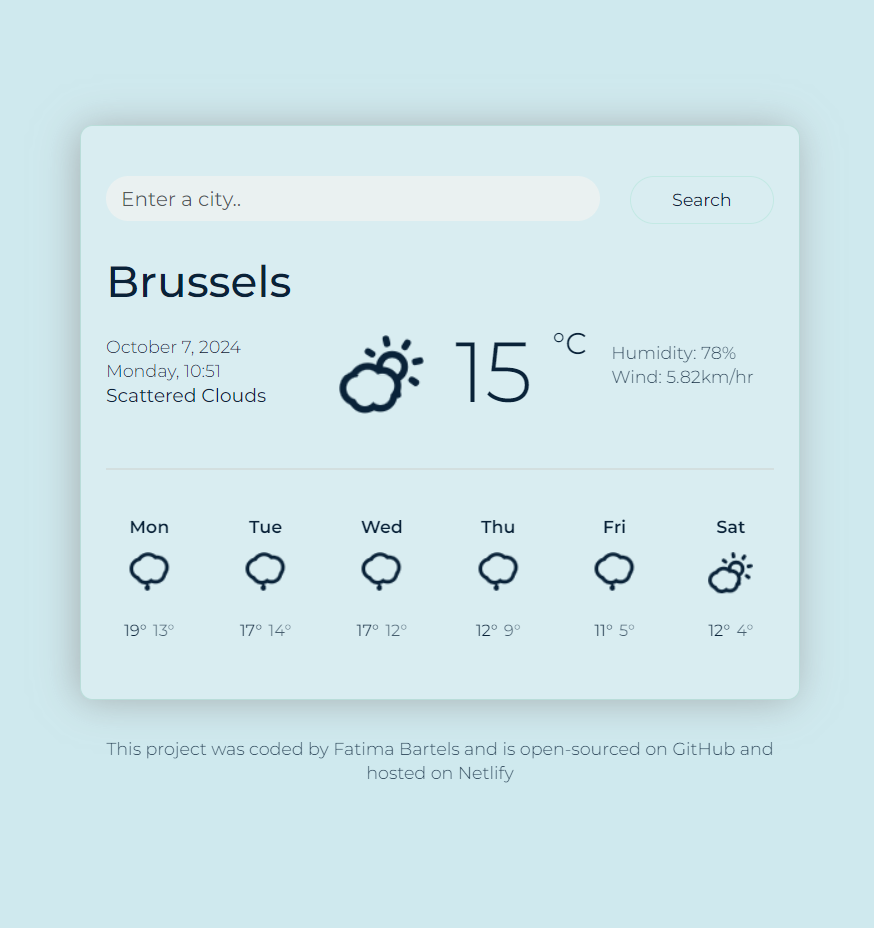 React Weather app photo
